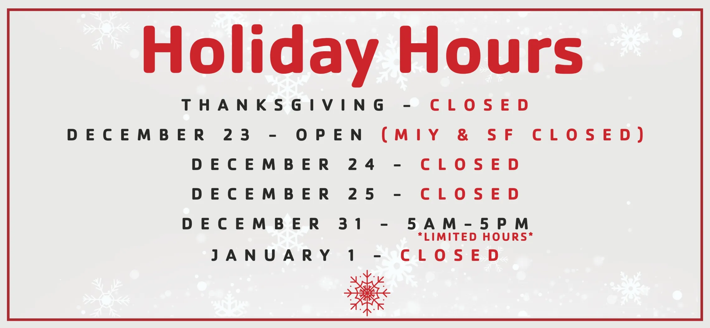 Holiday Hours 24