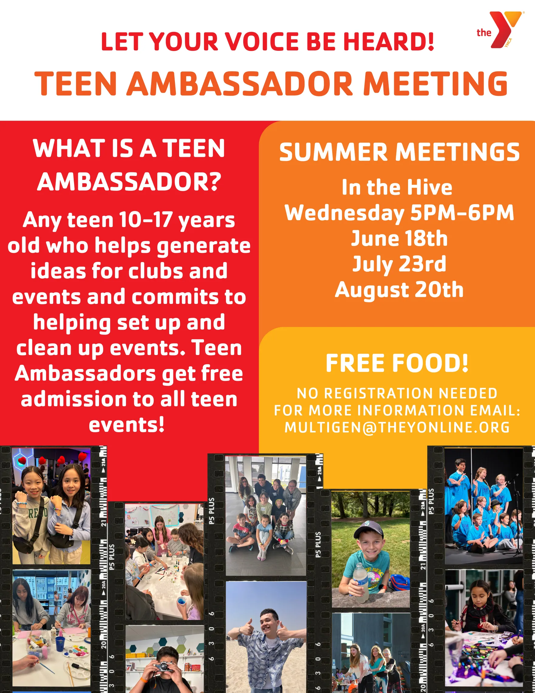 Poster for the Teen Ambassador Meetings Summer 2025 in the Hive
